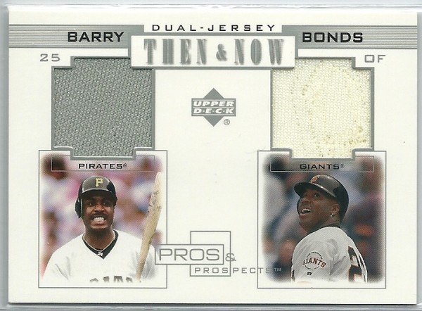 2001 Upper Deck Pros and Prospects Then and Now Game Jersey #TNB Barry Bonds