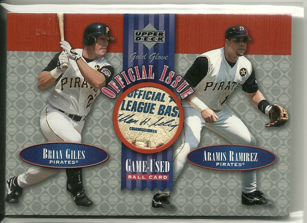 2001 Upper Deck Gold Glove Official Issue Game Ball #OIGR Brian Giles/Aramis Ramirez