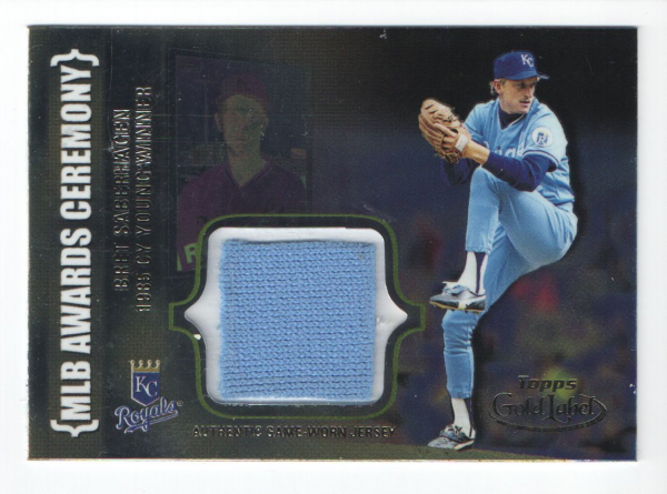 2002 Topps Gold Label MLB Awards Ceremony Relics Titanium #BS Bret Saberhagen CY Jsy