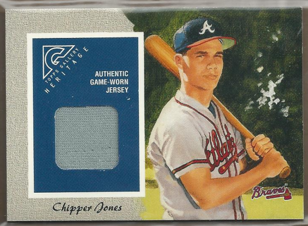 2002 Topps Gallery Heritage Uniform Relics #GHRCJ Chipper Jones 91 B