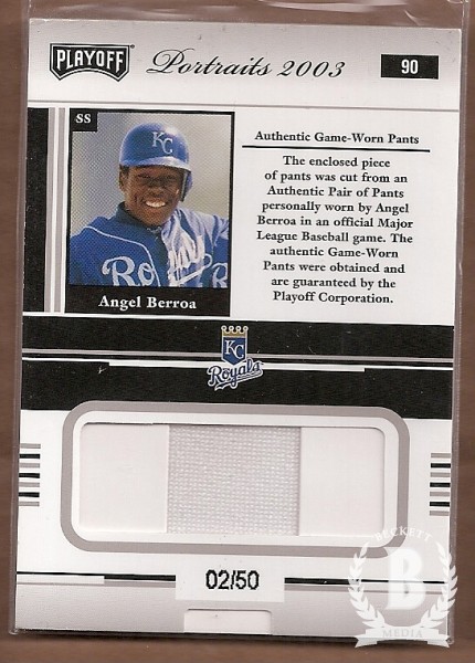 2003 Playoff Portraits Materials Silver #90 Angel Berroa Pants/50