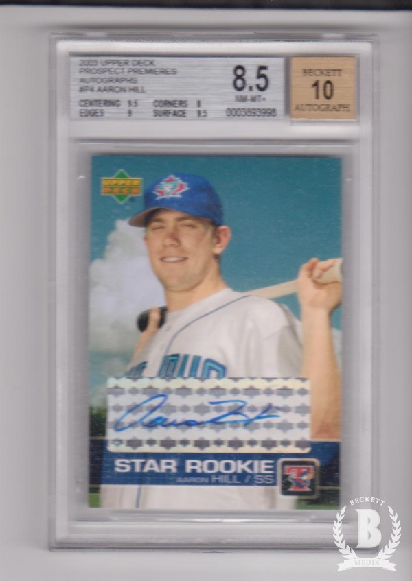 2003 Upper Deck Prospect Premieres Autographs #P4 Aaron Hill