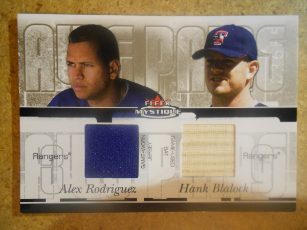 2003 Fleer Mystique Awe Pairs Memorabilia #ARHB Alex Rodriguez Jsy/Hank Blalock Bat