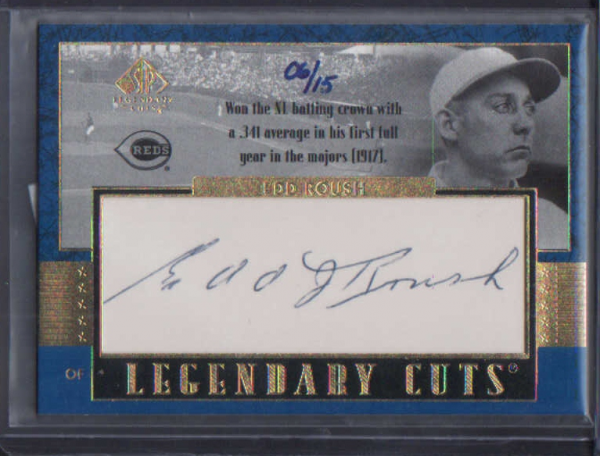 2003 SP Legendary Cuts Autographs Blue #ER Edd Roush/15
