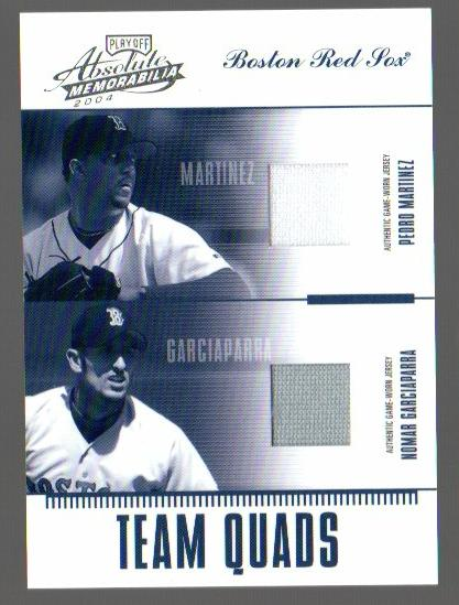 2004 Absolute Memorabilia Team Quad Material #2 Nomar Garciaparra/Manny Ramirez/Pedro Martinez/Trot Nixon