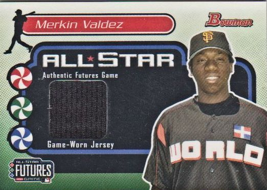 2004 Bowman Futures Game Gear Jersey Relics #MV Merkin Valdez E