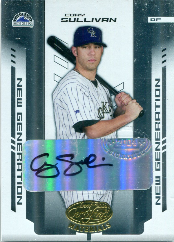 2004 Leaf Certified Materials #278 Cory Sullivan NG AU RC