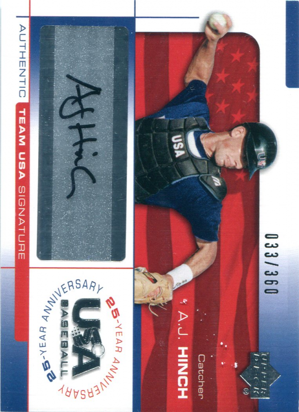 2004 USA Baseball 25th Anniversary Signatures Black Ink #HIN A.J. Hinch/360