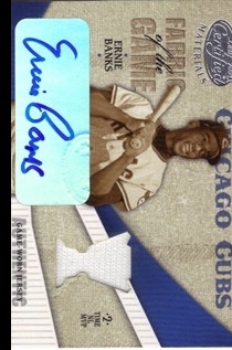 2004 Leaf Certified Materials Fabric of the Game Autograph Reward #41 Ernie Banks Jsy/3