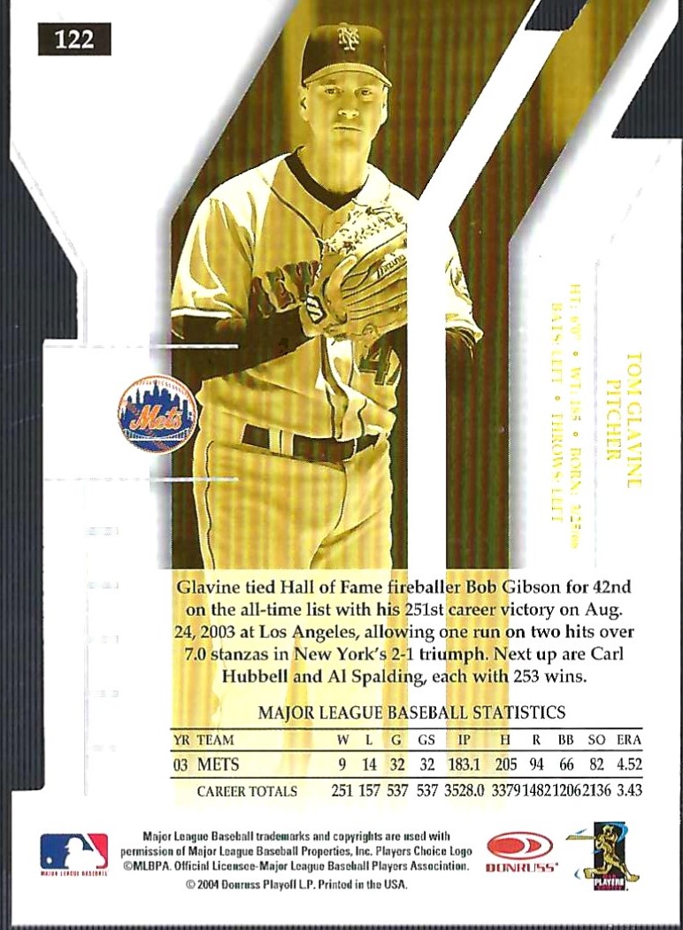 2004 Donruss Elite Status Gold 122 Tom Glavine NM MT