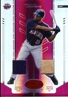 2004 Leaf Certified Materials Mirror Combo Red #79 Jacque Jones Bat-Jsy
