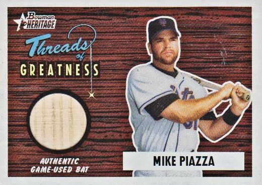 2004 Bowman Heritage Threads of Greatness #MP Mike Piazza Bat D
