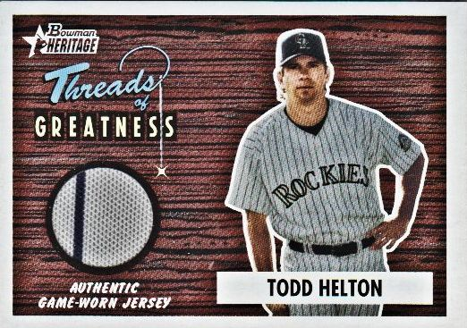 2004 Bowman Heritage Threads of Greatness #TH Todd Helton Jsy D