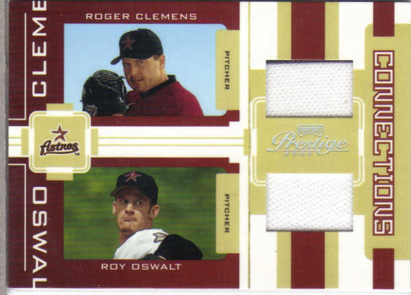 2005 Playoff Prestige Connections Material Dual Jersey #6 Roger Clemens/Roy Oswalt/250
