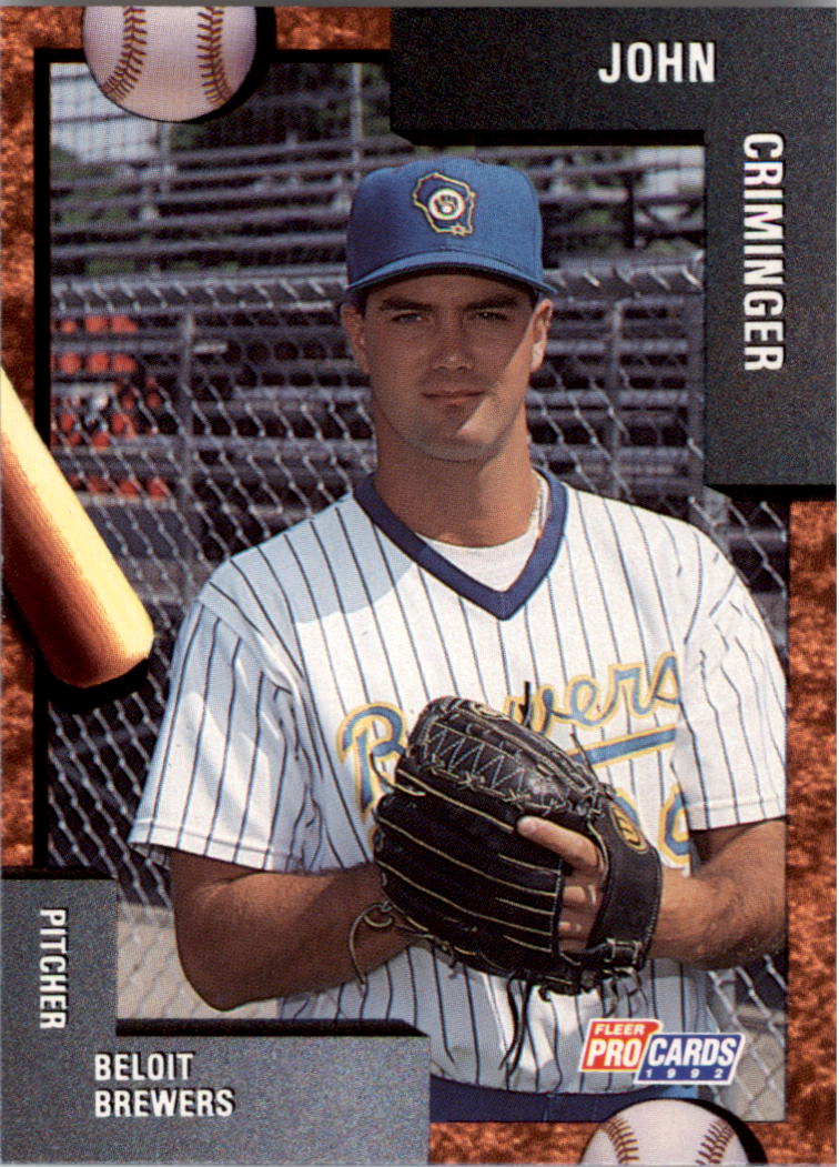 1992 beloit brewers fleer/procards #398 john criminger - nm-mt