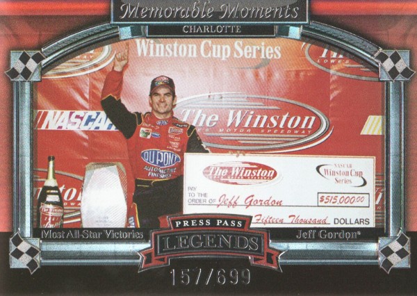 2006 Press Pass Legends Memorable Moments Silver #MM3 Jeff Gordon Charlotte