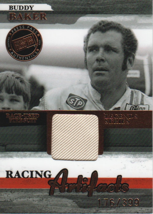 2006 Press Pass Legends Racing Artifacts Firesuit Bronze #BBF Buddy Baker