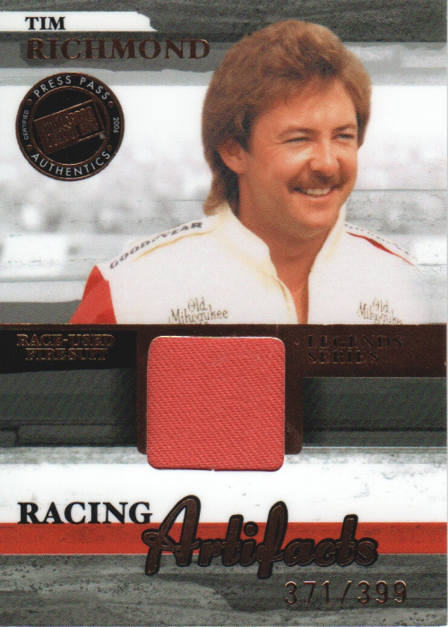 2006 Press Pass Legends Racing Artifacts Firesuit Bronze #TRF Tim Richmond