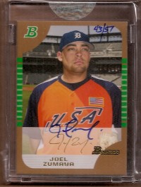 2006 Bowman Originals Buyback Autographs #479 Joel Zumaya 05 BDPGLD/57 F front image