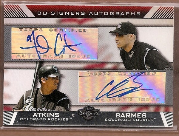 2007 Topps Co-Signers Dual Autographs #GB Garrett Atkins/Clint Barmes B