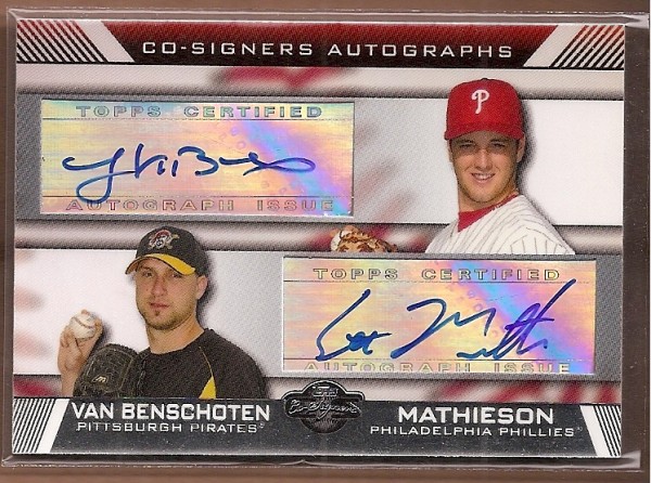 2007 Topps Co-Signers Dual Autographs #VM John Van Benschoten/Scott Mathieson A