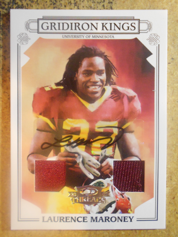 2007 Donruss Threads College Gridiron Kings Material Autographs #34 Laurence Maroney EXCH