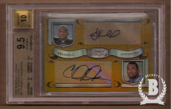 2007 Bowman Sterling Dual Autograph Gold Refractors #RJ JaMarcus Russell/20/Calvin Johnson