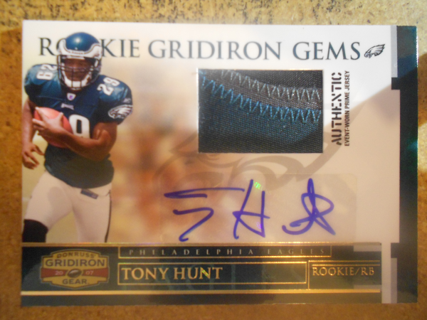 2007 Donruss Gridiron Gear Rookie Jerseys Prime Autographs #222 Tony Hunt