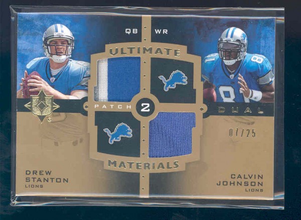2007 Ultimate Collection Materials Dual Patch #26 Drew Stanton/Calvin Johnson