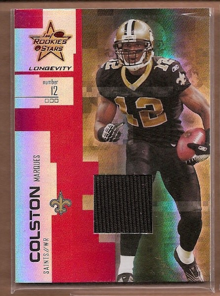 2007 Leaf Rookies and Stars Longevity Materials Ruby #34 Marques Colston