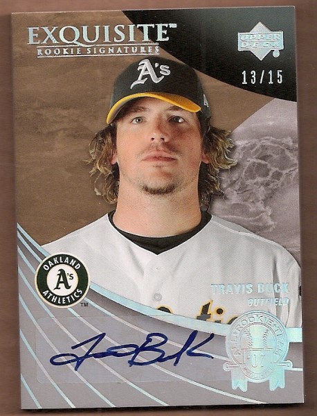 2007 Exquisite Collection Rookie Signatures All Rookie Team Autographs Silver Spectrum #TB Travis Buck