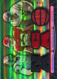 2007 Topps Triple Threads Relic Combos Emerald #35 Julius Peppers/Tony Gonzalez/Antonio Gates front image