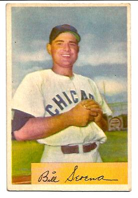 1954 Bowman #93B Bill Serena .977/.966 Fielding Avg.