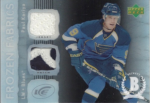 2007-08 Upper Deck Ice Frozen Fabrics Patches Black Parallel #FFPK Paul Kariya