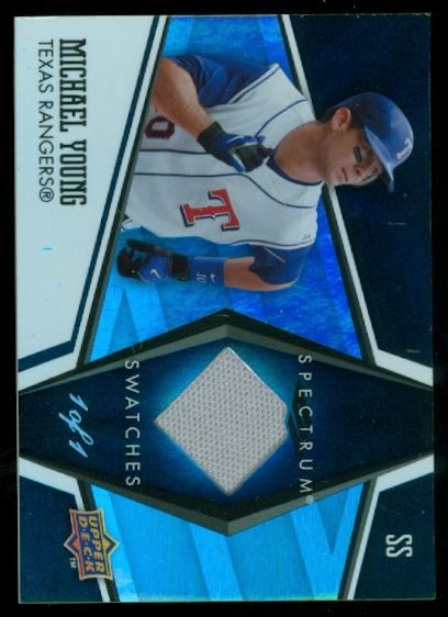 2008 Upper Deck Spectrum Spectrum Swatches Dark Gray #MY Michael Young
