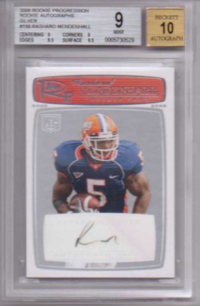 2008 Topps Rookie Progression Rookie Autographs Blue Silver #198 Rashard Mendenhall