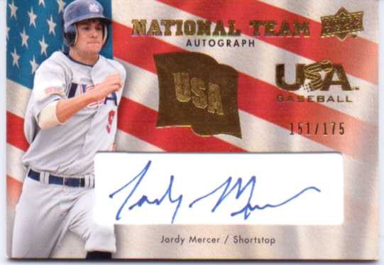 2008 Upper Deck USA National Team Autographs Blue #JM Jordy Mercer/175