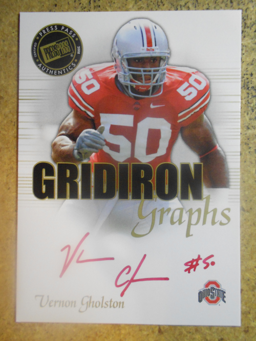2008 Press Pass SE Gridiron Graphs Gold Red Ink #GGVG Vernon Gholston/50*