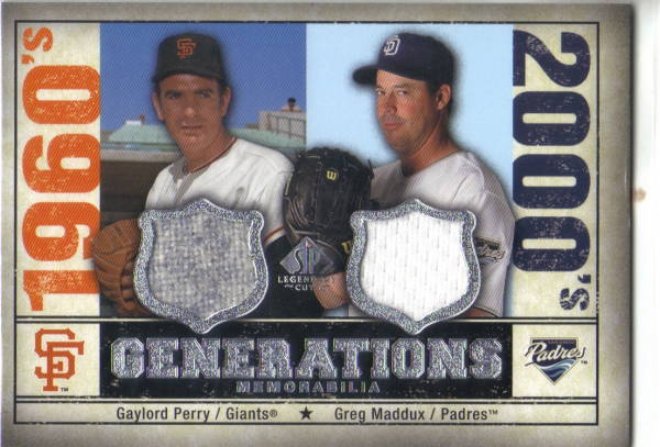 2008 SP Legendary Cuts Generations Dual Memorabilia #GG Gaylord Perry/Greg Maddux