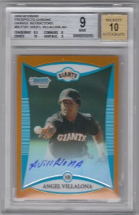 2008 Bowman Chrome Prospects Orange Refractors #BCP281 Angel Villalona AU front image