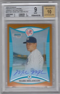 2008 Bowman Chrome Prospects Orange Refractors #BCP282 Mark Melancon AU front image