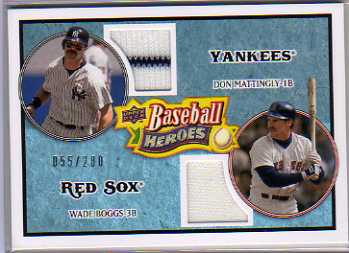 2008 Upper Deck Heroes Jersey Light Blue #176 Don Mattingly/Wade Boggs