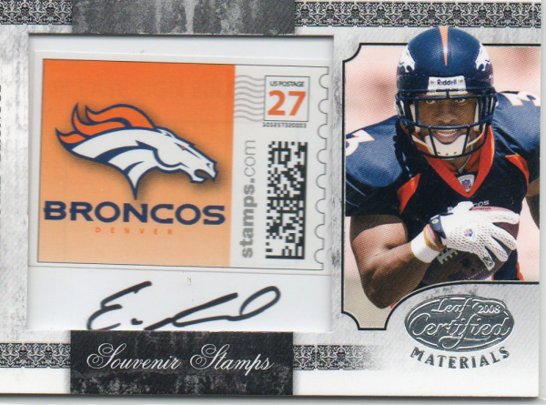 2008 Leaf Certified Materials Souvenir Stamps Autographs Pro Team Logos #13 Eddie Royal/6