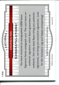 2008 Razor Signature Series Blue #134 Stephen Fife AU back image