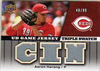 2009 Upper Deck UD Game Jersey Triple #GJAH Aaron Harang/99