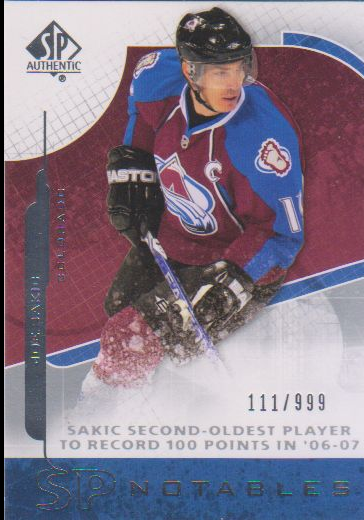 2008-09 SP Authentic #121 Joe Sakic N