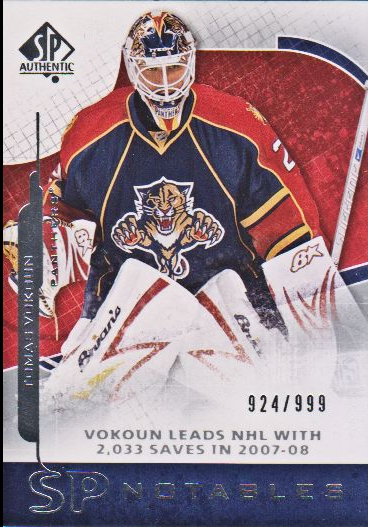 2008-09 SP Authentic #156 Tomas Vokoun N