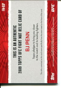 2009 Topps UFC Fight Mat Relics #FMBJP BJ Penn D back image