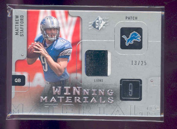 2009 SPx Winning Materials Patch Platinum #WST Matthew Stafford