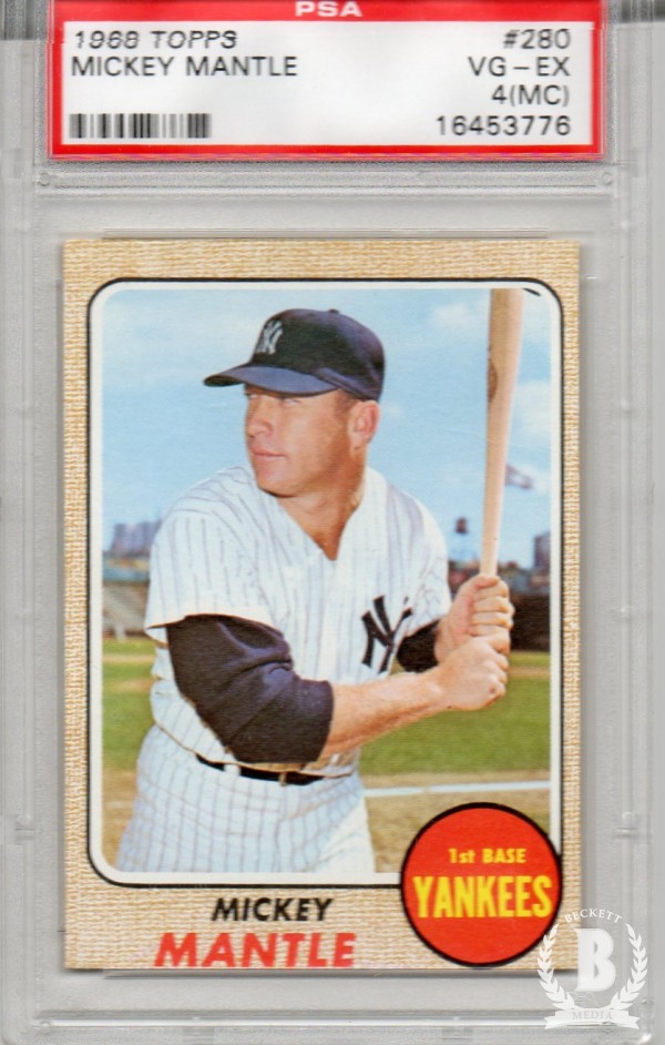 1968 Topps #280 Mickey Mantle PFS Graded VG-EX 4(MC)